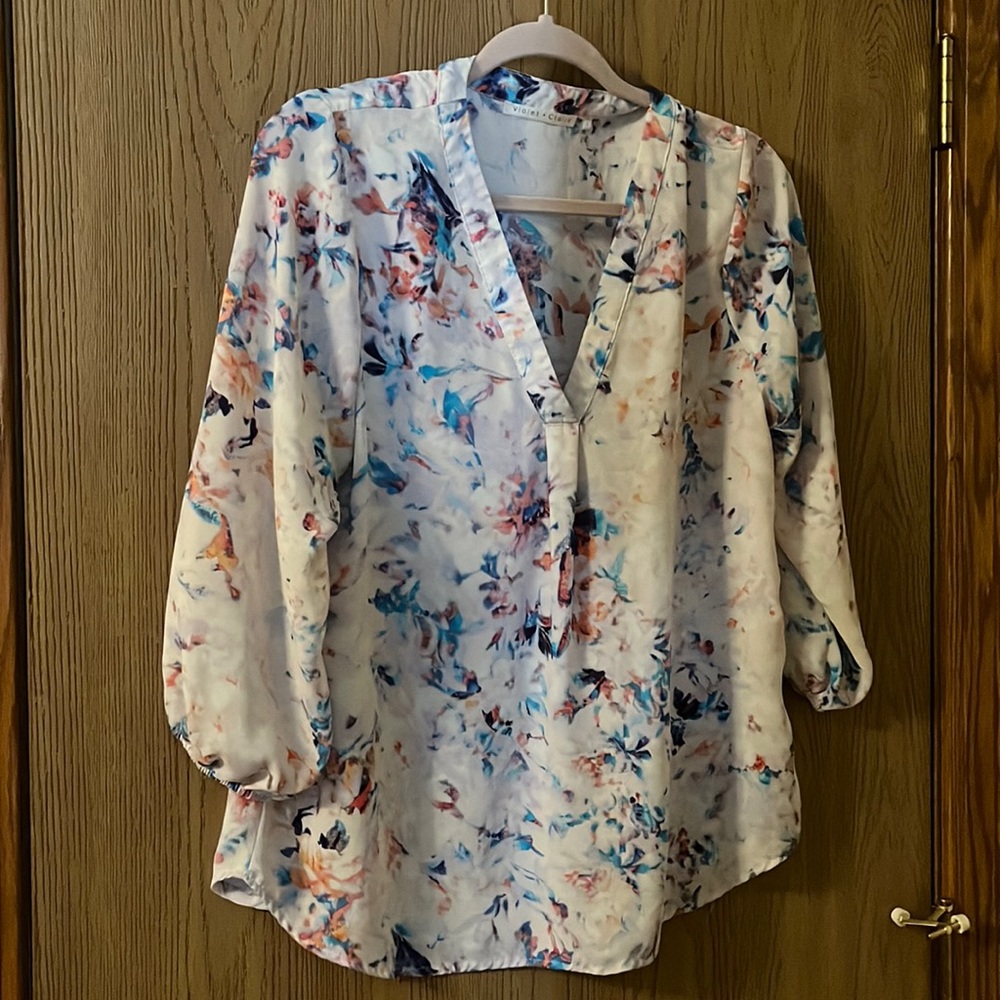 Violet + Claire Printed White Blouse - Large